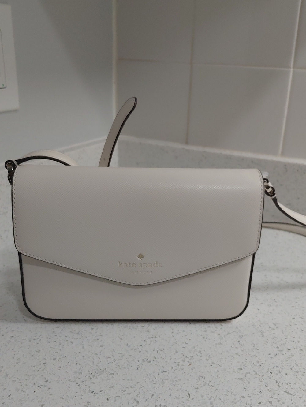kate spade Cream Crossbody with Gold Logo Detail - Picture 1 of 8